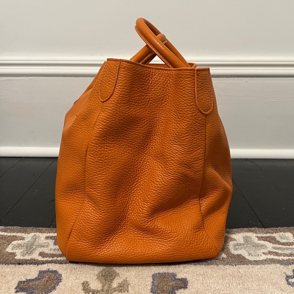 Mark & Graham Elisabetta Slouch Leather Handbag Tangerine Pebbled Leather - Picture 10 of 10